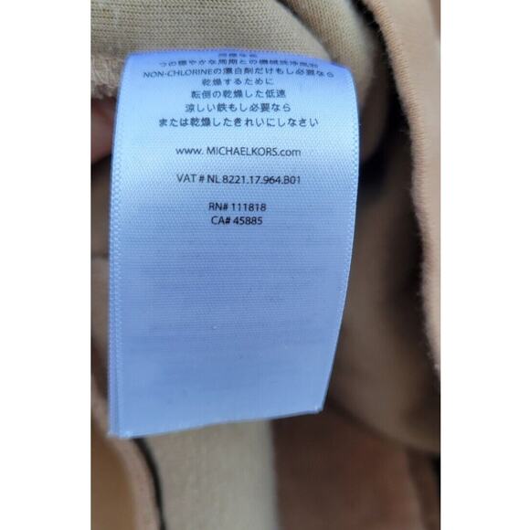 Vintage Michael Kors Y2K Velour Jacket Medium Tan Ruched Sleeve Full Zip Hoodie - Picture 4 of 4